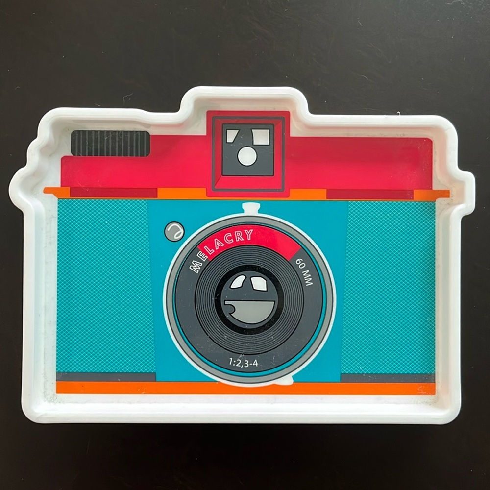 Camera print Appetizer/Trinket Plate. Target brand. Blue/Red. Fits in any style
